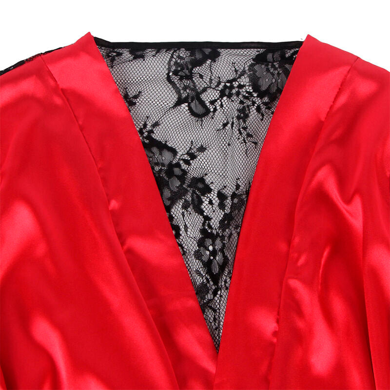 Subblime - 954024 canottiera con schiena trasparente in pizzo + perizoma rosso/nero l/xl