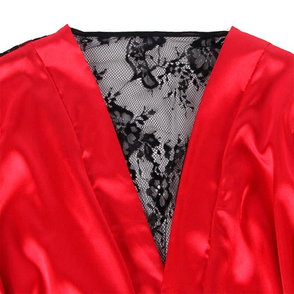 Subblime - 954024 canottiera con schiena trasparente in pizzo + perizoma rosso/nero l/xl