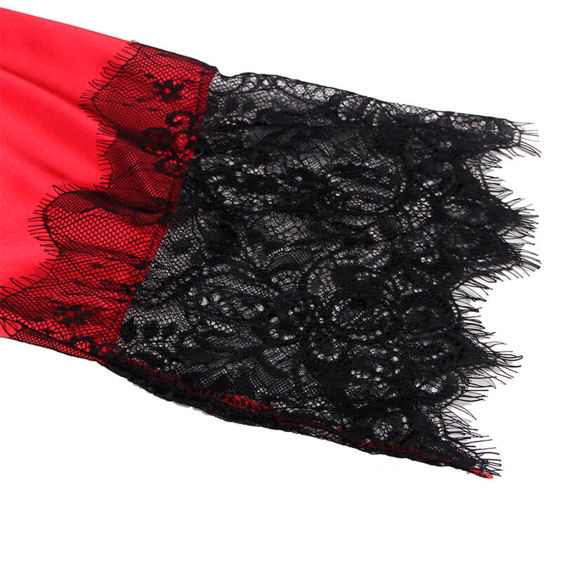 Subblime - 954024 canottiera con schiena trasparente in pizzo + perizoma rosso/nero l/xl