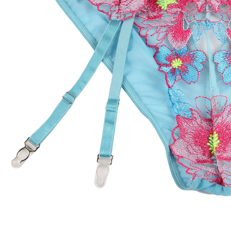 Subblime - 954109 soutien-gorge + slip avec ceinture soutien-gorge floral bleu s/m