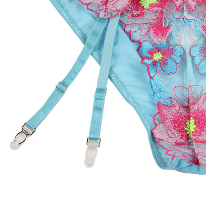 Subblime - 954109 soutien-gorge + slip avec ceinture soutien-gorge floral bleu s/m