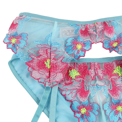 Subblime - 954109 soutien-gorge + slip avec ceinture soutien-gorge floral bleu s/m