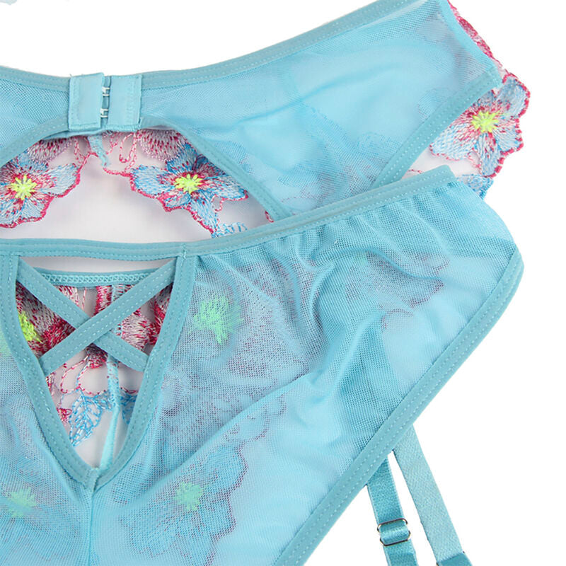 Subblime - 954109 soutien-gorge + slip avec ceinture soutien-gorge floral bleu s/m