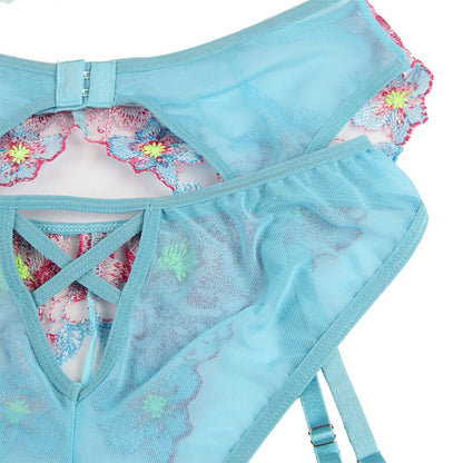 Subblime - 954109 soutien-gorge + slip avec ceinture soutien-gorge floral bleu s/m