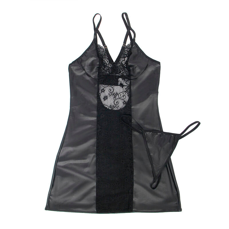 Subblime - 954178 vestito + perizoma pelle nero l/xl