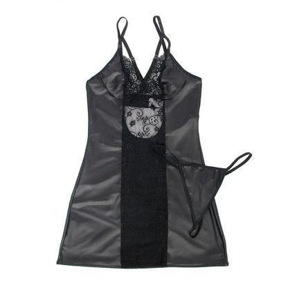 Subblime - 954178 vestito + perizoma pelle nero l/xl