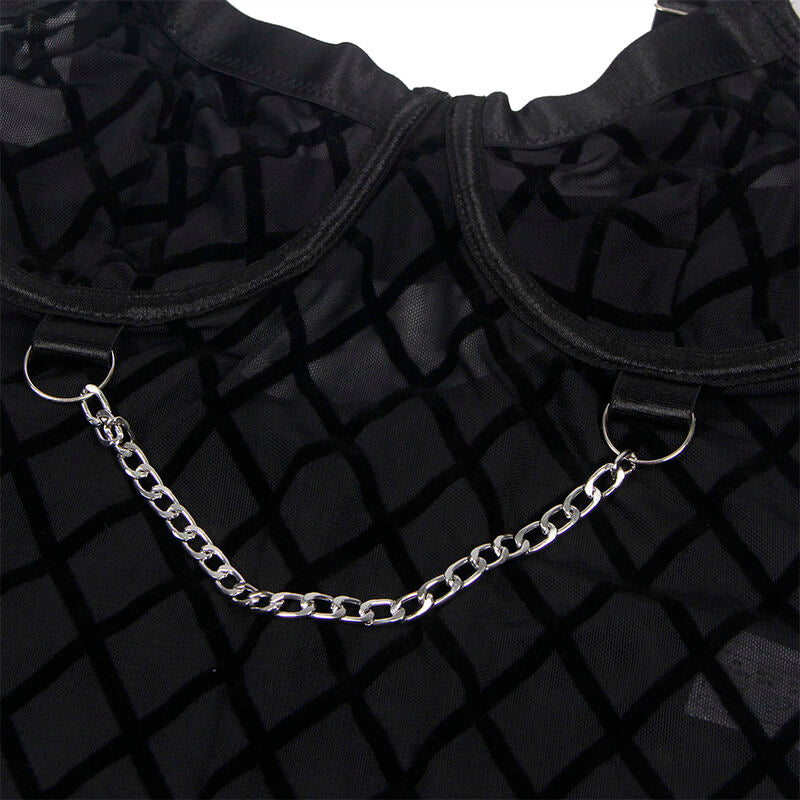 Subblime - 954260 body con catene + cintura reggicalze nero s/m