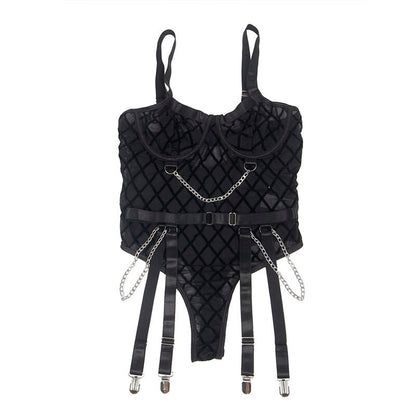 Subblime - 9542277 body avec chaînes + porte-jarretelles noir l/xl
