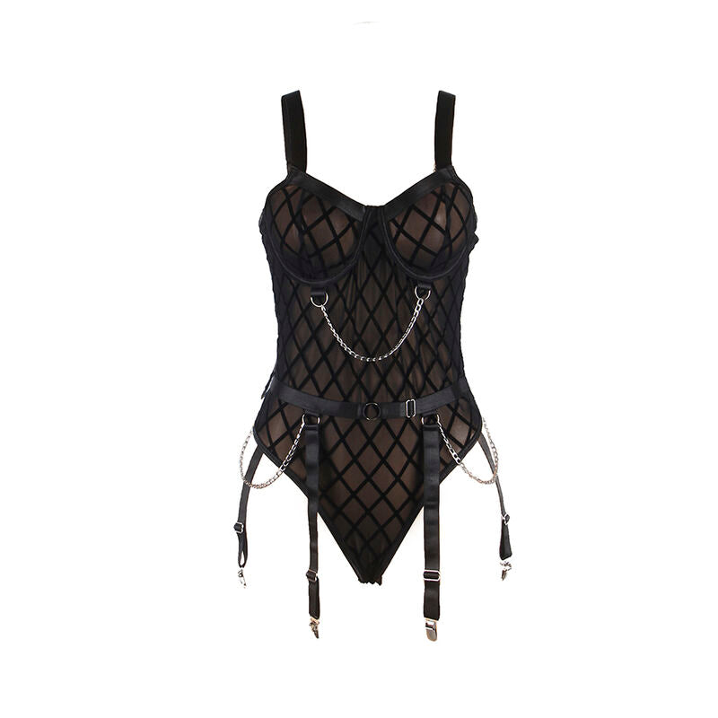 Subblime - 9542277 body avec chaînes + porte-jarretelles noir l/xl