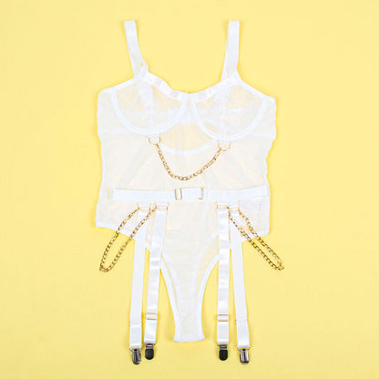 Subblime - 954284 body avec chaînes + ceinture vestes blanc s/m