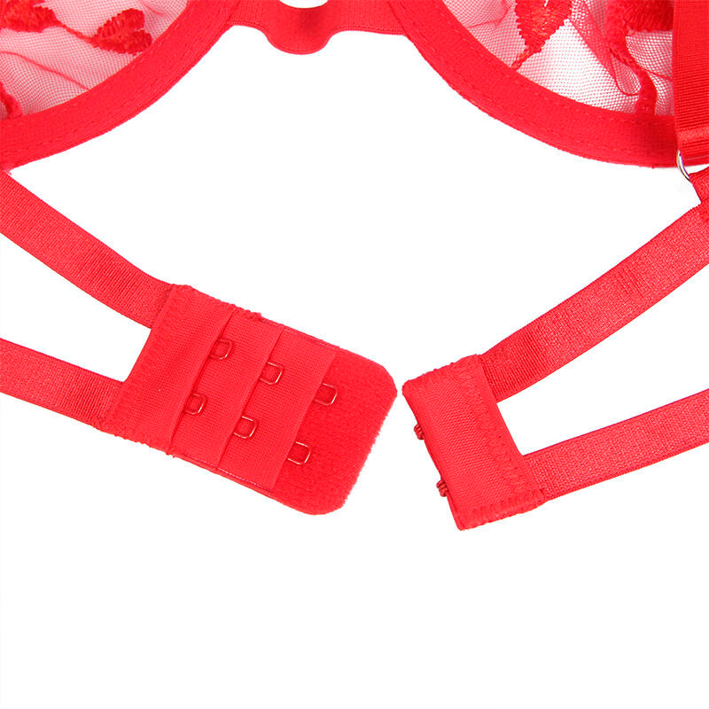 Subblime - 954338 soutien-gorge + string + porte-jarretelles imprimé cœur rouge l/xl