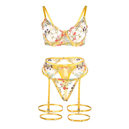 Subblime - 954345 reggiseno + perizoma + cintura reggiseno floreale giallo s/m