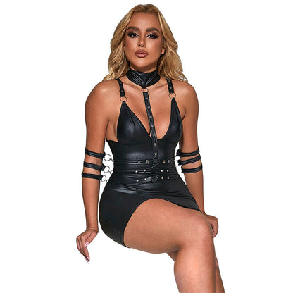 Subblime - 954406 vestito bondage in pelle nero s/m