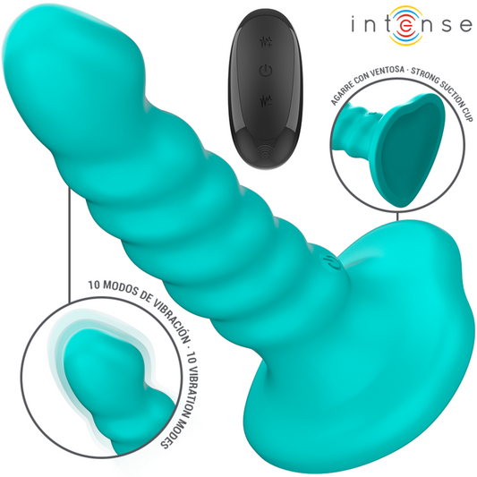 INTENSE - VIBRADOR BUFFY TALLA S DISEÑO ESPIRAL 10 VIBRACIONES CONTROL REMOTO AZUL