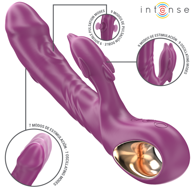 INTENSE - HALLE VIBRADOR MULTIFUNCIONAL CON LENGUA ESTIMULANTE PURPLE DOLPHIN