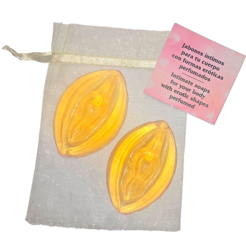 Diablo picante - 2 saponi profumati a forma di vagina giallo