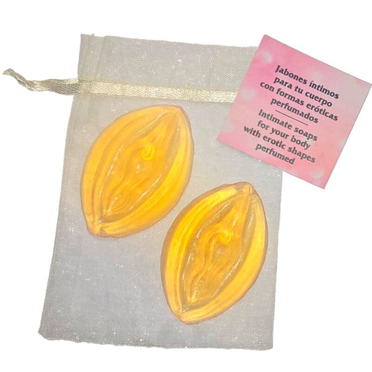Diablo picante - 2 saponi profumati a forma di vagina giallo
