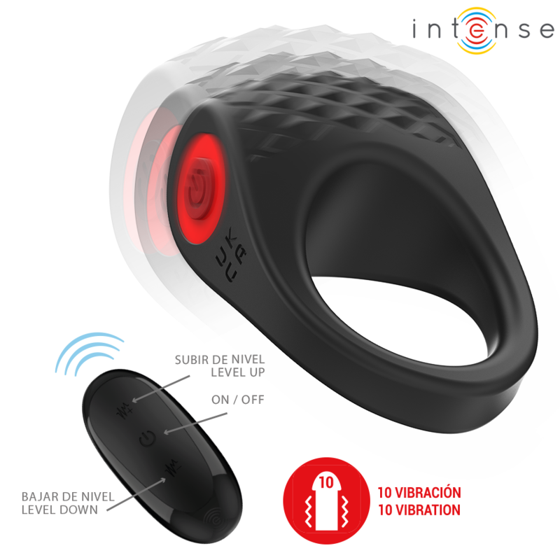 Intense - clover vibratore anello per pene 10 vibrazioni nero