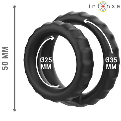 Intense - dewey doppio anello per pene in silicone modello nero 2