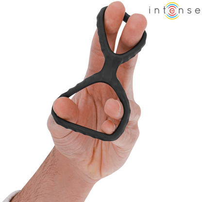 Intense - dewey doppio anello per pene in silicone modello nero 2