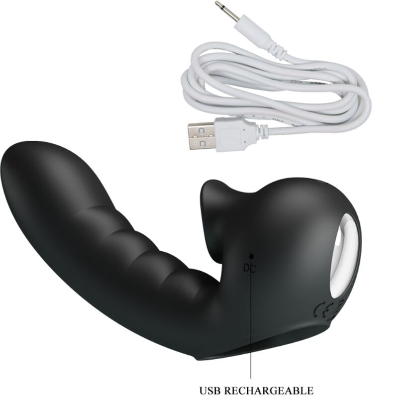 Pretty love - hobgoblin custodia per dita vibrante 12 vibrazioni + stimolatore clitoride nero