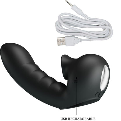 Pretty love - hobgoblin custodia per dita vibrante 12 vibrazioni + stimolatore clitoride nero