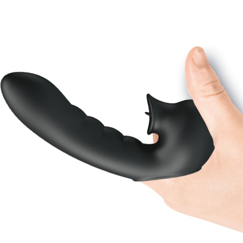 Pretty love - hobgoblin custodia per dita vibrante 12 vibrazioni + stimolatore clitoride nero