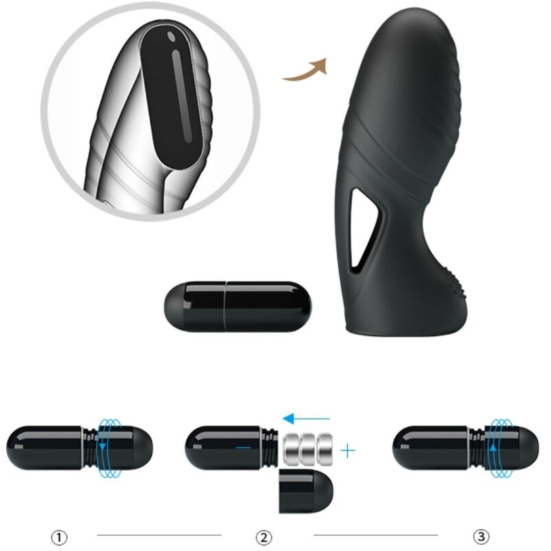 Pretty love - vibromasseur à doigt en silicone Alan noir