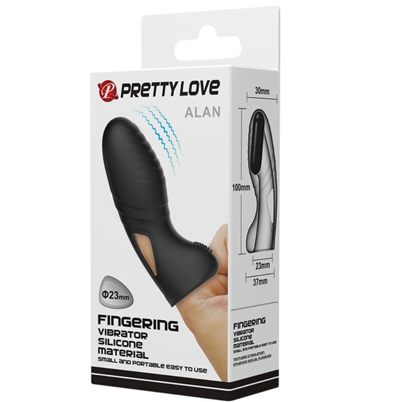 Pretty love - vibromasseur à doigt en silicone Alan noir