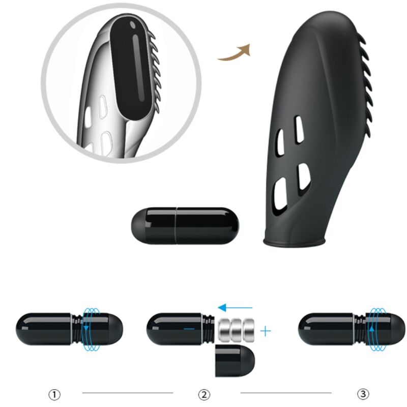 Pretty love - vibratore da dito in silicone gilo nero