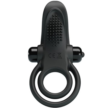 Pretty love - doppio anello vibrante + stimolatore clitorideo 10 vibrazioni nero