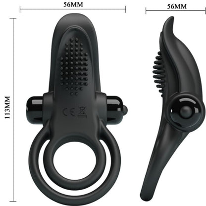 Pretty love - doppio anello vibrante + stimolatore clitorideo 10 vibrazioni nero