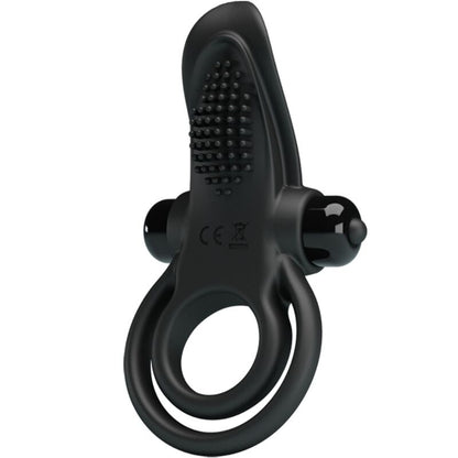 Pretty love - doppio anello vibrante + stimolatore clitorideo 10 vibrazioni nero