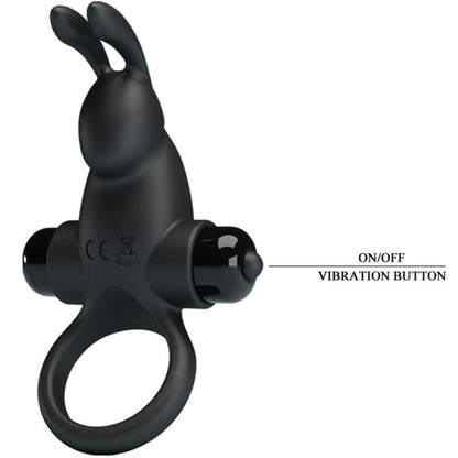 Pretty love - anello vibrante + stimolatore clitorideo coniglio 10 vibrazioni nero