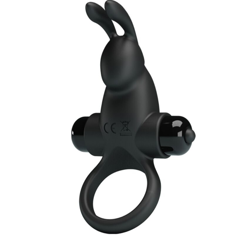 Pretty love - anello vibrante + stimolatore clitorideo coniglio 10 vibrazioni nero