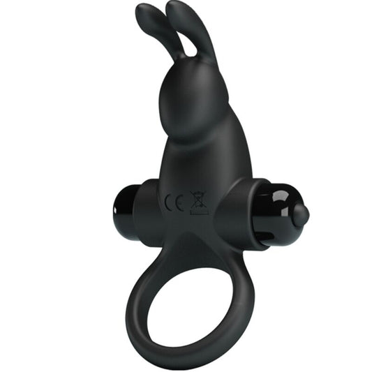 Pretty love - anello vibrante + stimolatore clitorideo coniglio 10 vibrazioni nero