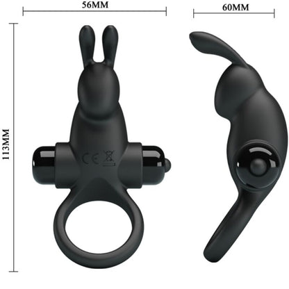 Pretty love - anello vibrante + stimolatore clitorideo coniglio 10 vibrazioni nero