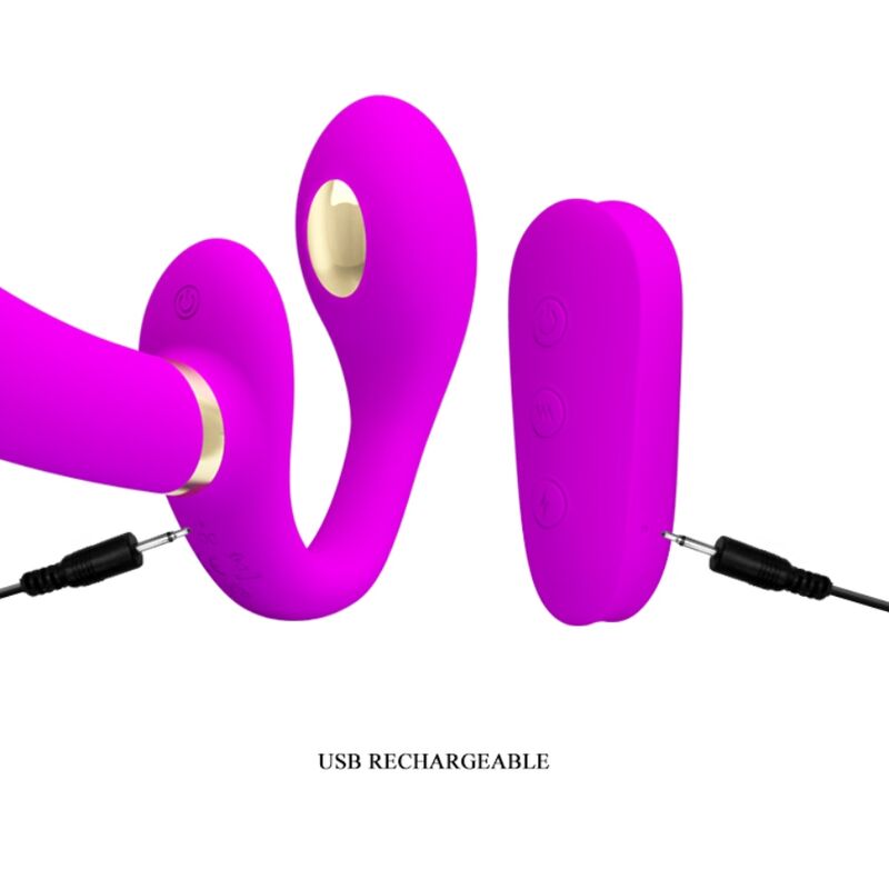Pretty love - thunderbird vibratore doppio strap-on telecomando viola