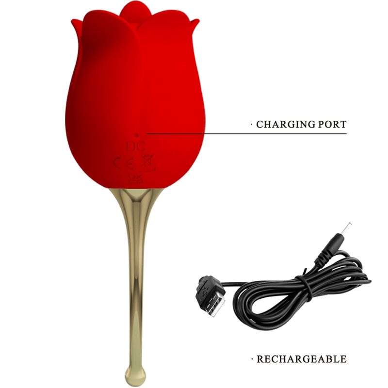 Pretty love - rose lover stimolatore clitorideo rose 12 vibrazioni rosso