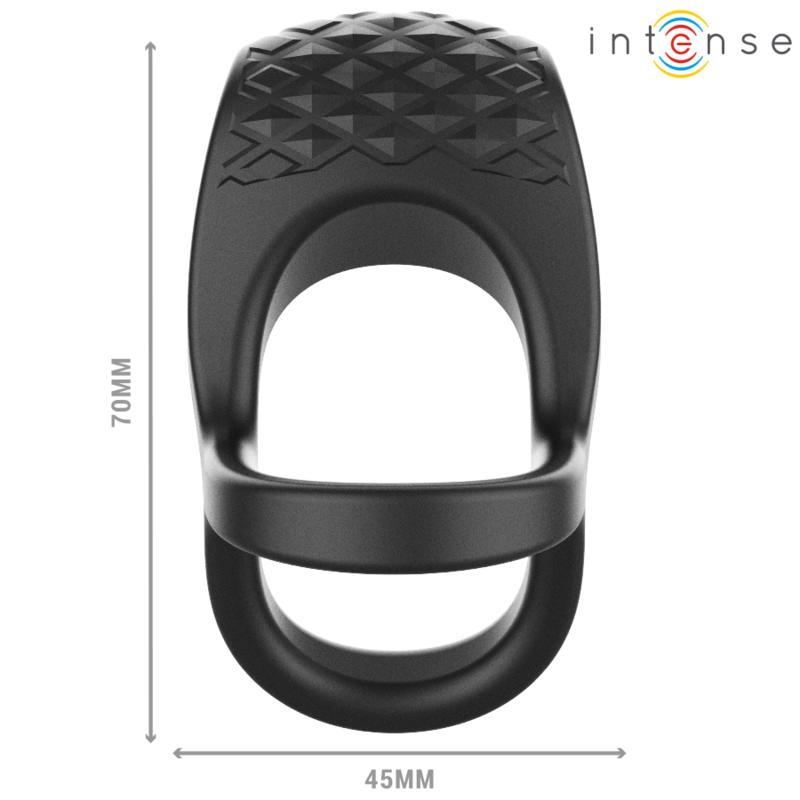 Intense - alex vibratore doppio anello per pene 10 vibrazioni nero