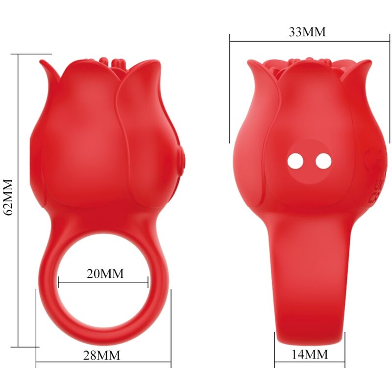 Pretty love - vibratore a dita a forma di rosa jae 10 vibrazioni rosso