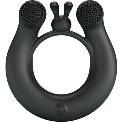 Pretty love - anello vibrante dahlia + stimolatore clitorideo 12 vibrazioni nero