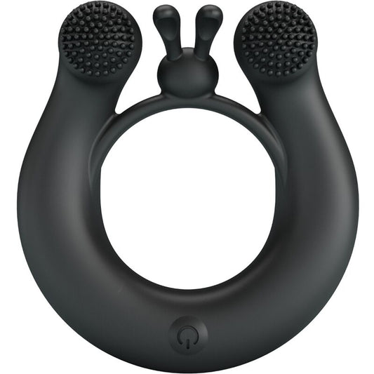Pretty love - anello vibrante dahlia + stimolatore clitorideo 12 vibrazioni nero