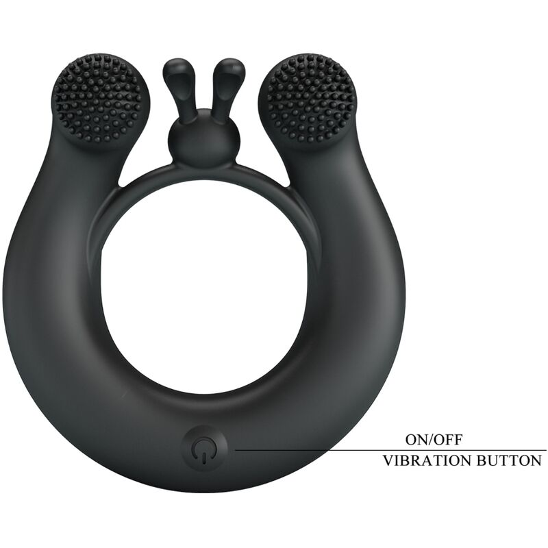 Pretty love - anello vibrante dahlia + stimolatore clitorideo 12 vibrazioni nero