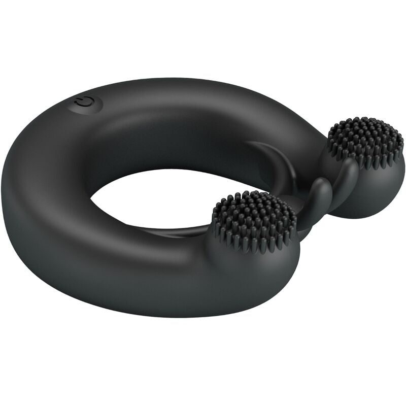 Pretty love - anello vibrante dahlia + stimolatore clitorideo 12 vibrazioni nero