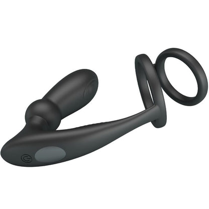 Pretty love - anello per pene emoni + tappo anale 12 vibrazioni nero