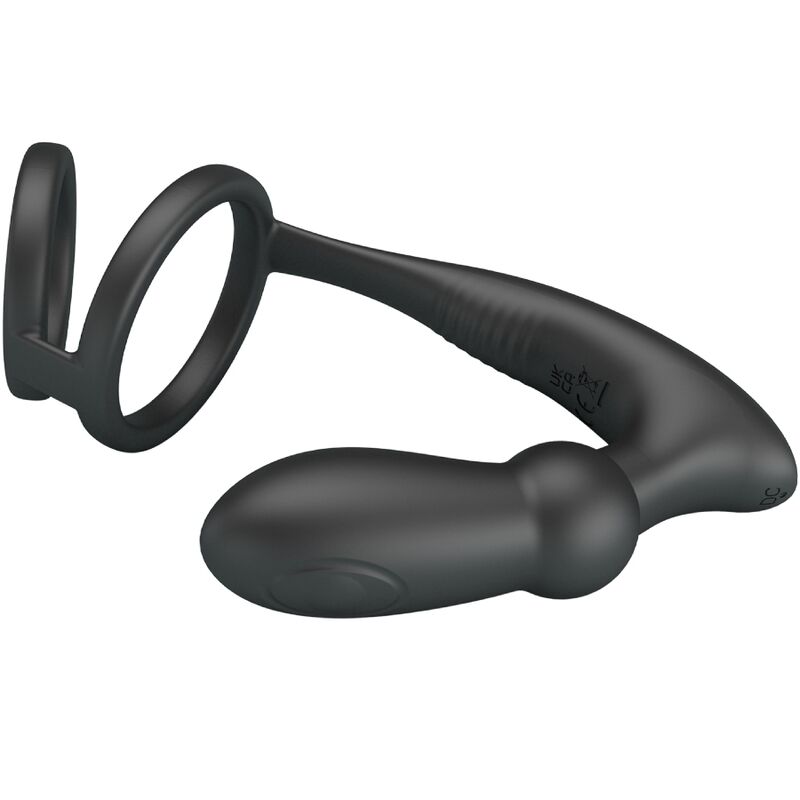 Pretty love - anello per pene emoni + tappo anale 12 vibrazioni nero