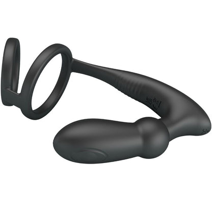 Pretty love - anello per pene emoni + tappo anale 12 vibrazioni nero