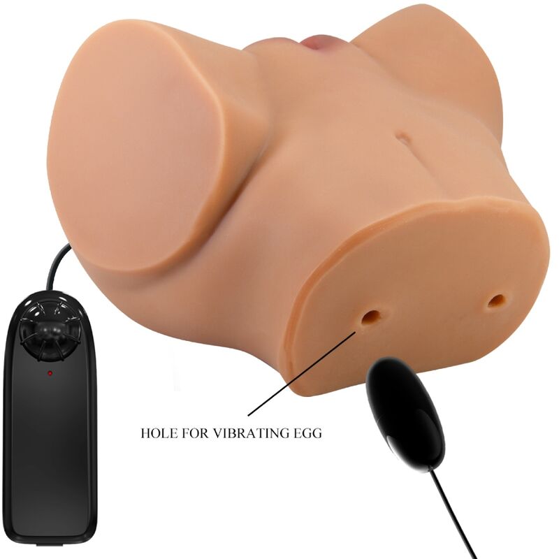 Crazy Bull - vibromasseur Emilia Ass avec vagin et anus réalistes, couleur chair, télécommande