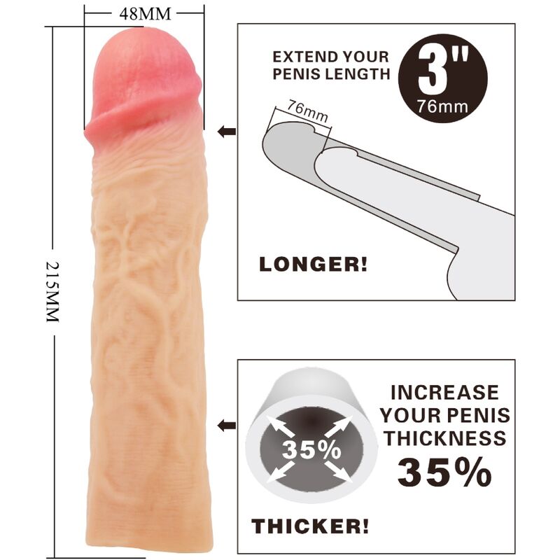Pretty love - derek guaina per pene con estensione da 7,6 cm flesh